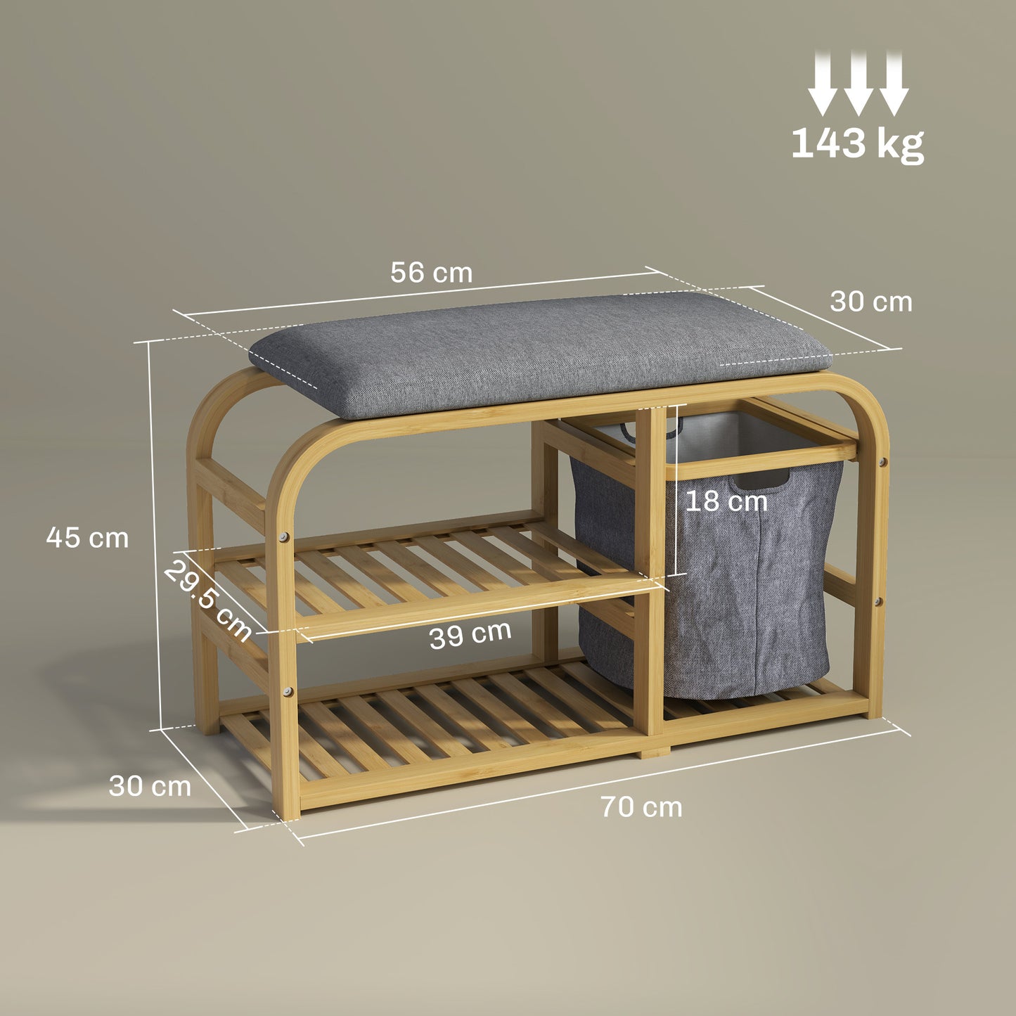 Shoe Rack Bench with Seat for Hallway, Entryway, Nature Wood Finish