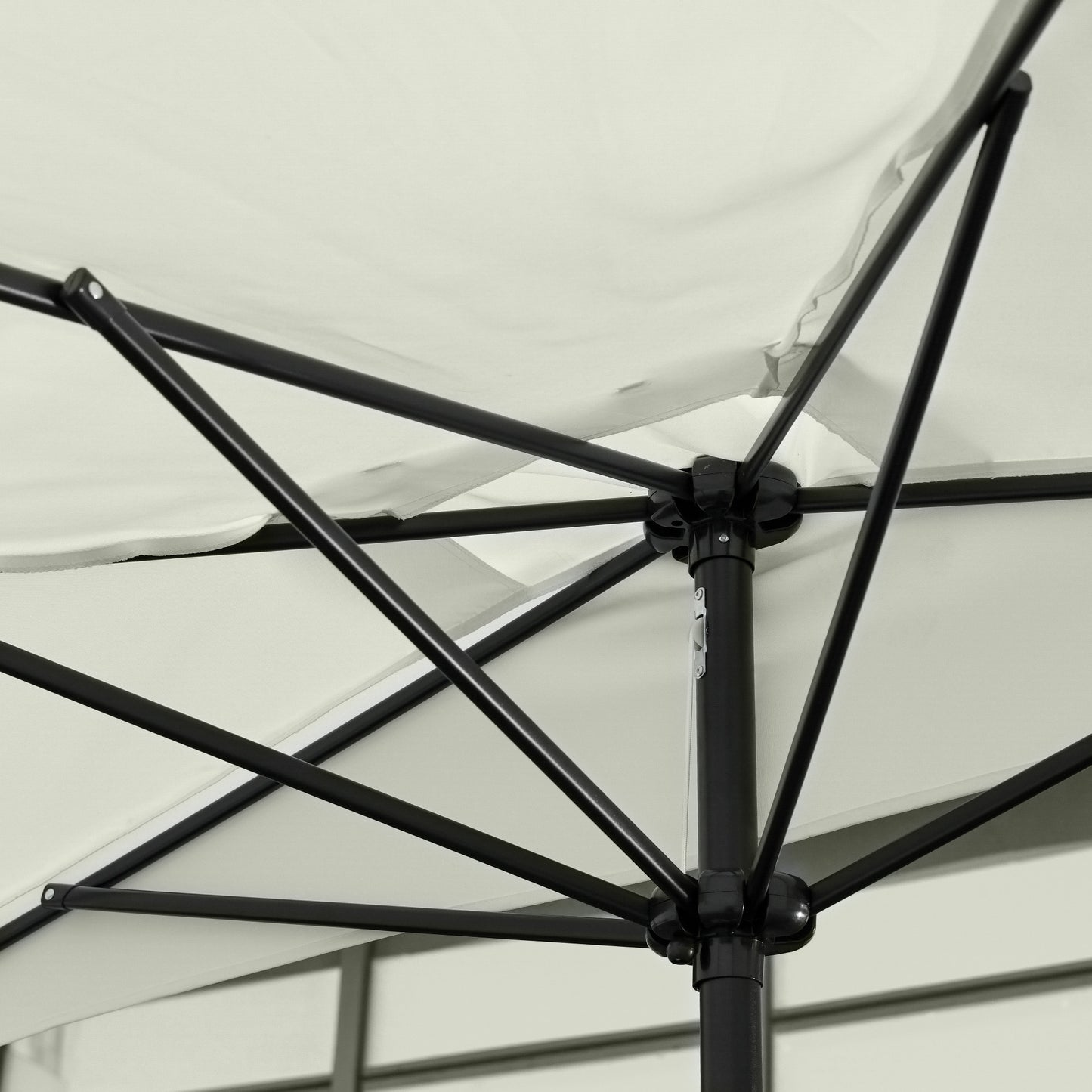 2.3m Half Round Parasol Garden Sun Umbrella Metal w/ Crank Off-White