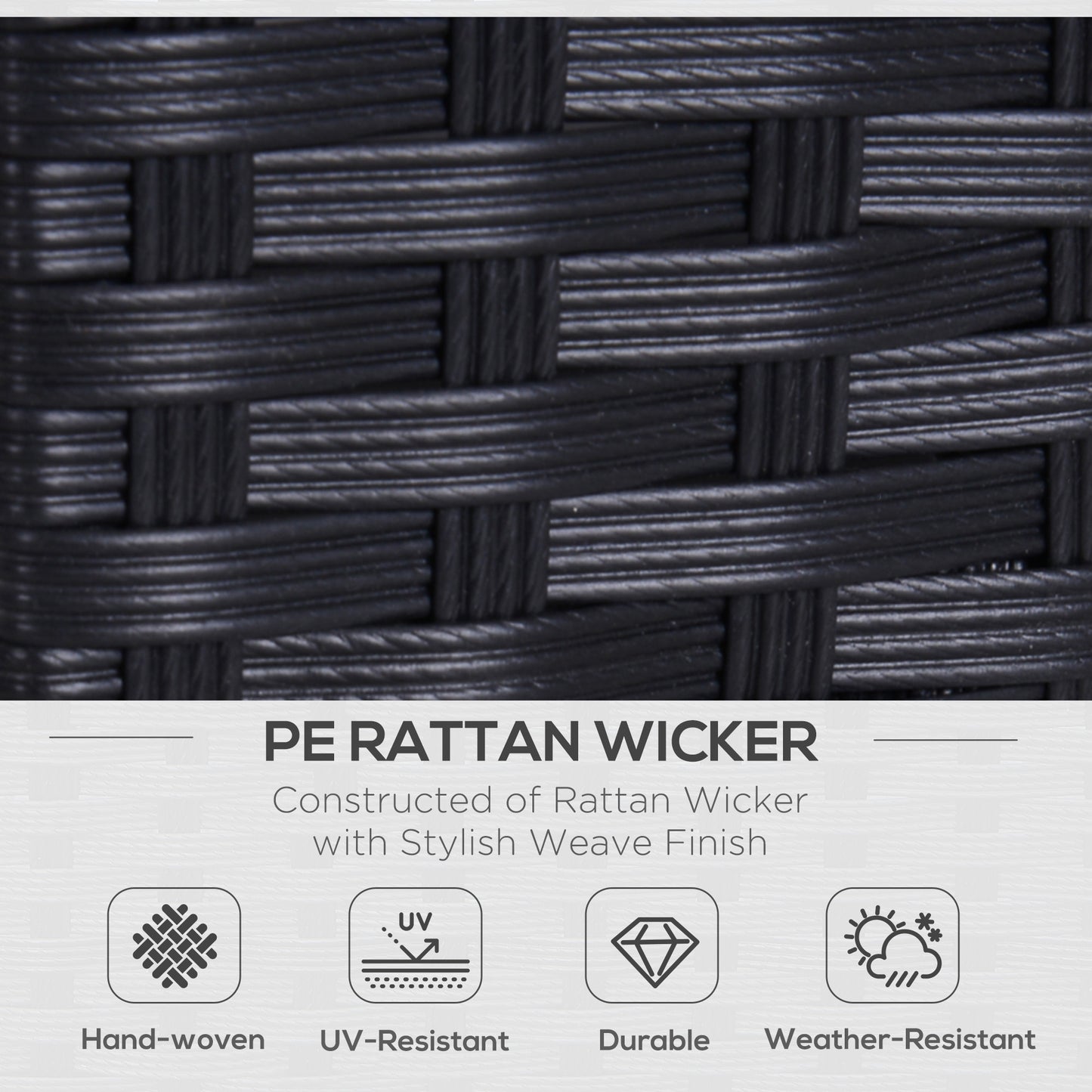 Rattan Wicker 2-seat Loveseat Padded Garden Furniture Black