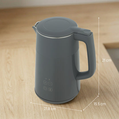 Electric Kettle, 1.7L Fast Boil 3kW Water Kettle with UK Strix Thermostat, LED Display, Keep Warm Function, Auto Shut-off and Boil-Dry Protection, Grey