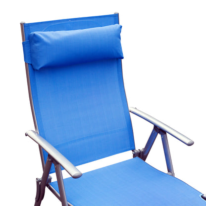 Sun Lounger Recliner Foldable 7 Levels Texteline Blue