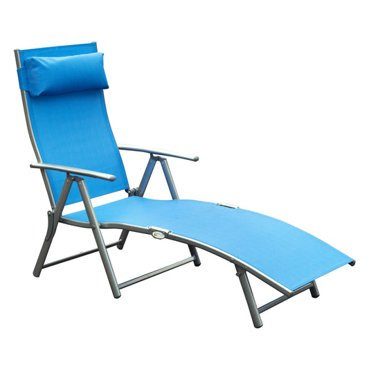Sun Lounger Recliner Foldable 7 Levels Texteline Blue