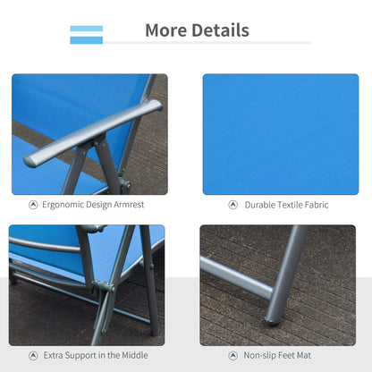 Sun Lounger Recliner Foldable 7 Levels Texteline Blue