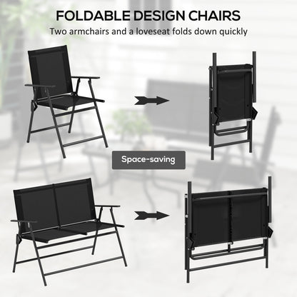 Patio Furniture Set, Garden Set w/ Table, Foldable Chairs, a Loveseat