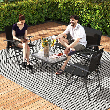 Patio Furniture Set, Garden Set w/ Table, Foldable Chairs, a Loveseat