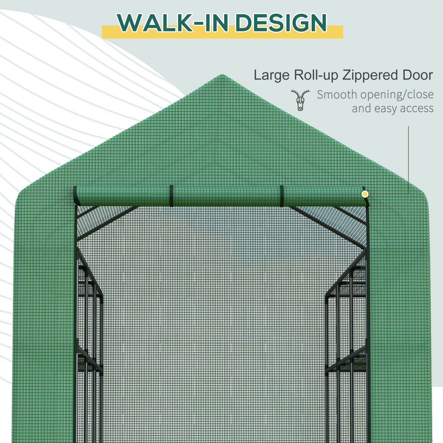 Walk-in Greenhouse with 4 Tier 24 Shelves, Portable Grow House with Roll-up Door, 244 x 180 x 210cm, Green