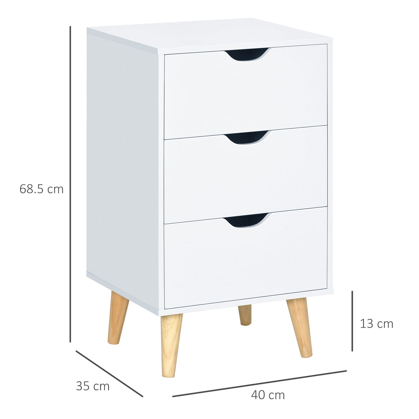 Chest of Drawers, 3 Drawer Unit Storage Chest Bedroom, Cream White
