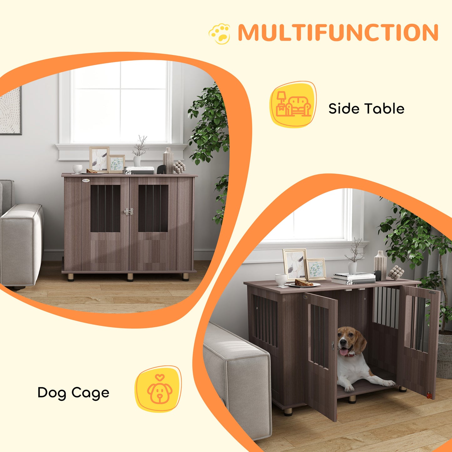 Dog Crate Kennel Cage for Medium Large Dog, Indoor End Table, Purple