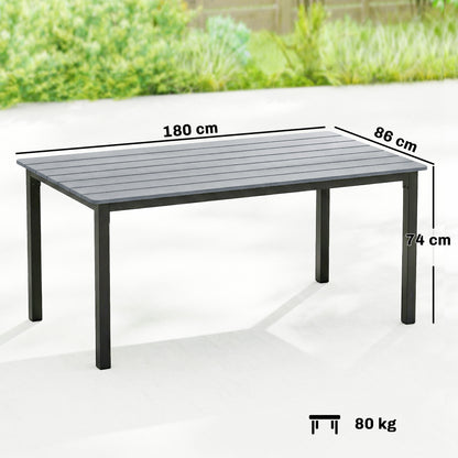 180 x 86 cm Garden Dining Table for 6-8 Person, Grey