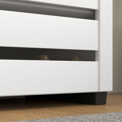 Shoe Storage Cabinet with Slatted Doors for 15 Pairs of Shoes White