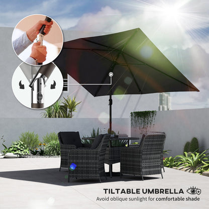 Garden Parasol, Outdoor Umbrella with Tilt Function, Black