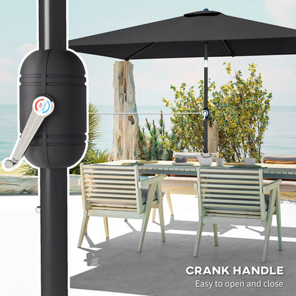 Garden Parasol, Outdoor Umbrella with Tilt Function, Black