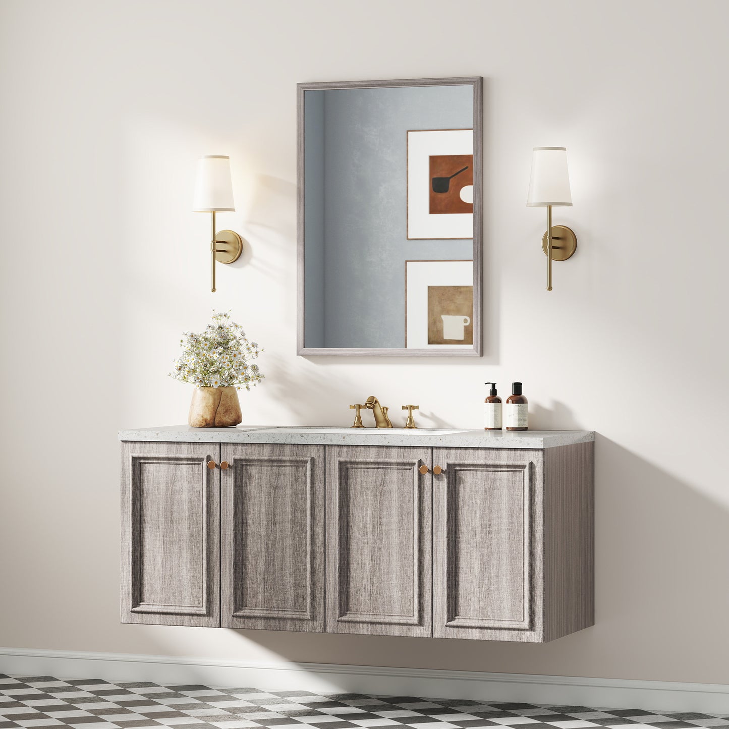 50 x 70 cm Wall Bathroom Mirror, Vanity Mirror, Grey
