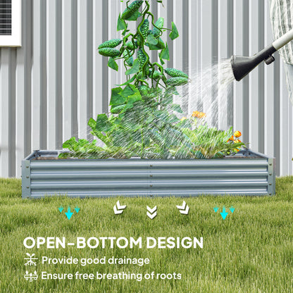 Galvanised Raised Garden Bed, 180x90x30cm Raised Bed, Silver