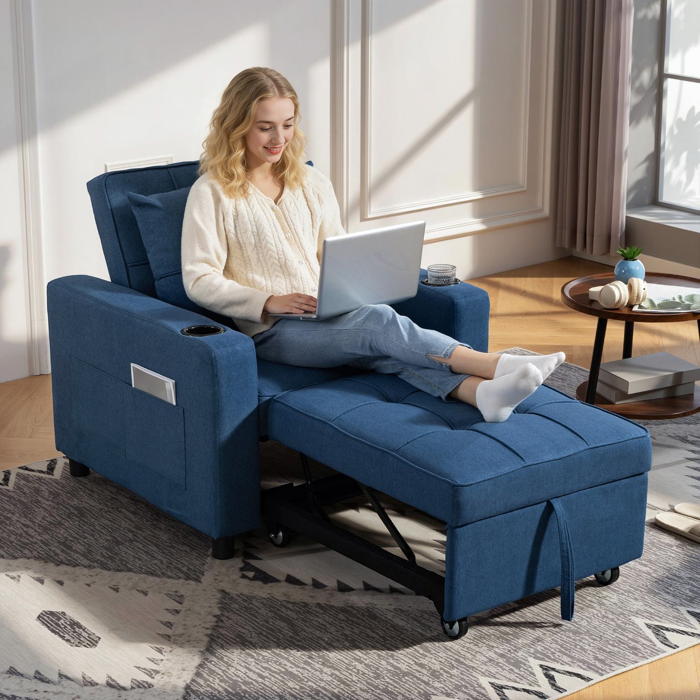 3-in-1 Sofa Bed, Convertible Sleeper Chair with Adjustable Backrest