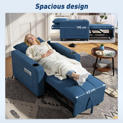 3-in-1 Sofa Bed, Convertible Sleeper Chair with Adjustable Backrest