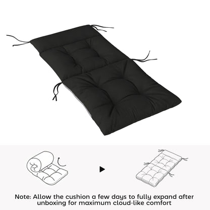 Garden Chair Cushions Set of 4, Waterproof Seat Pads, Black