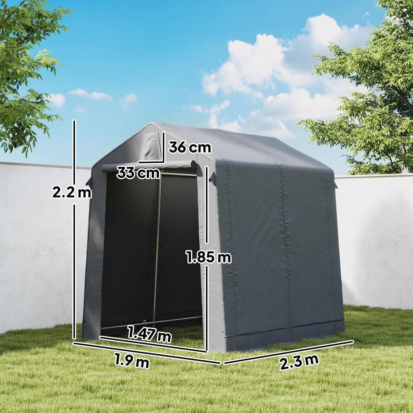 7.5 x 6.2 ft Outdoor Garden Storage Shed, Waterproof Bike Tent