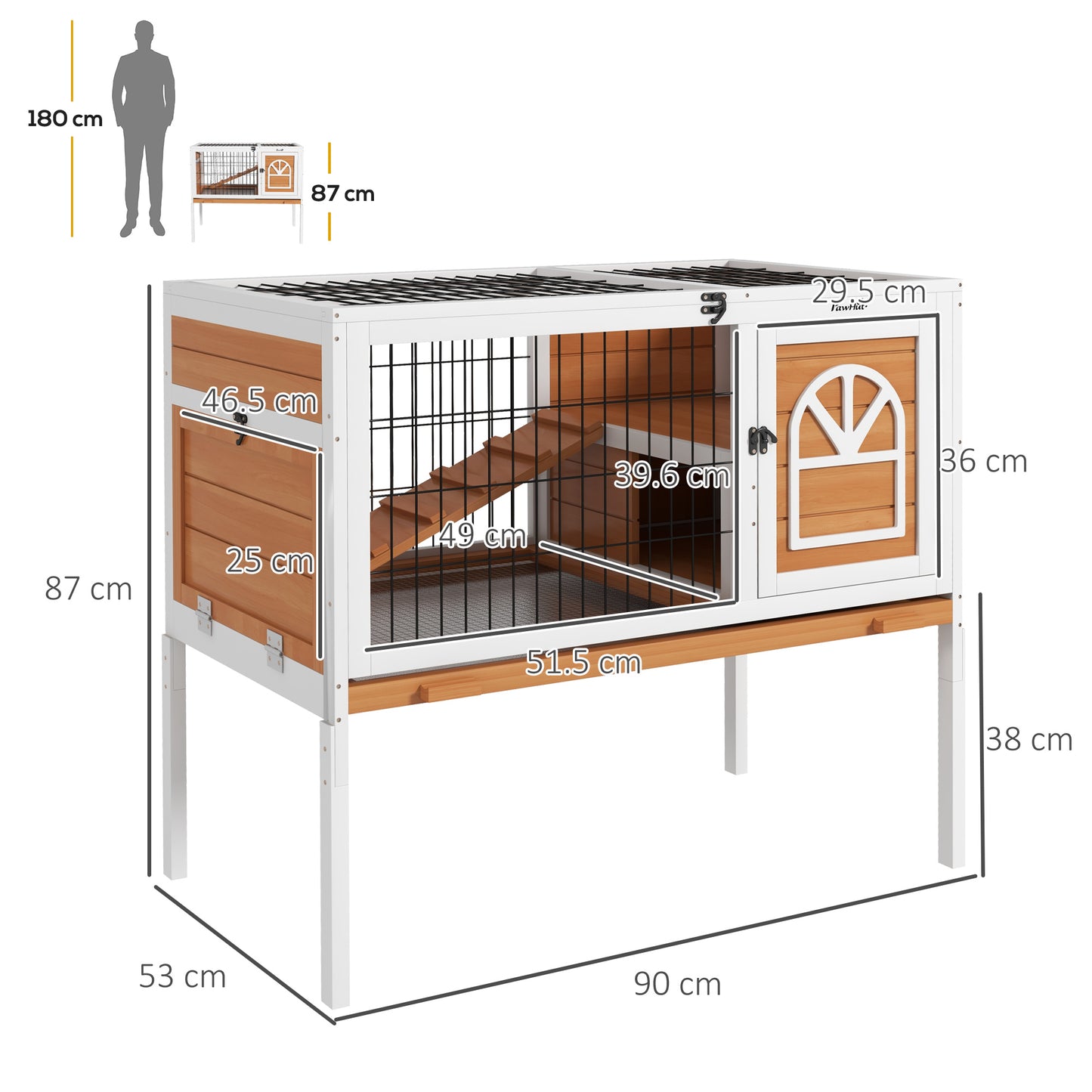 Wooden Rabbit Hutch, Small Animal House w/ Removable Tray, Openable Roof
