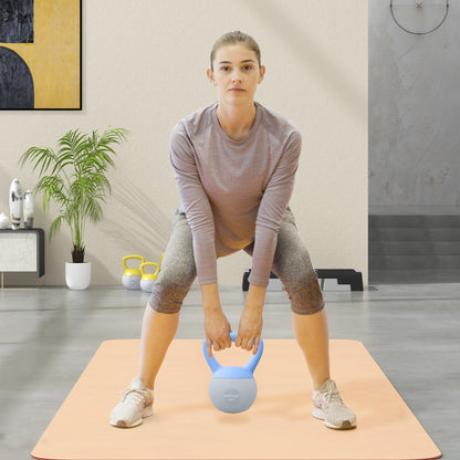 4KG Kettlebell w/ Soft Body, Non-Slip Handle, Light Blue and Grey