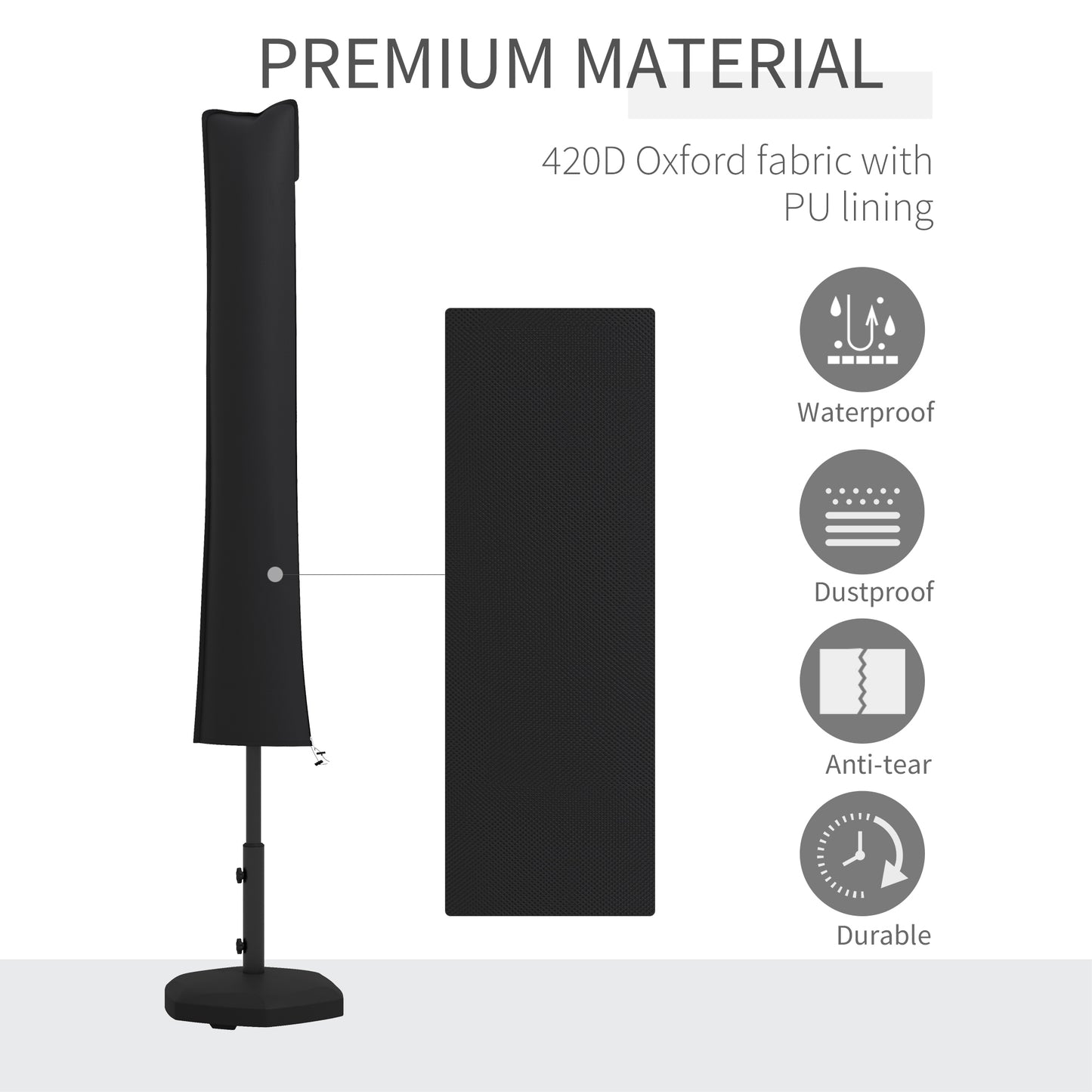 Parasol Cover, Patio Cantilever Cover, Banana Umbrella Cover, Black