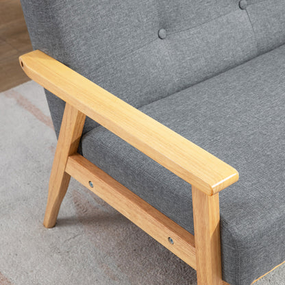 Modern 3-Seater Sofa Upholstery Couch with Rubber Wood Legs Dark Grey