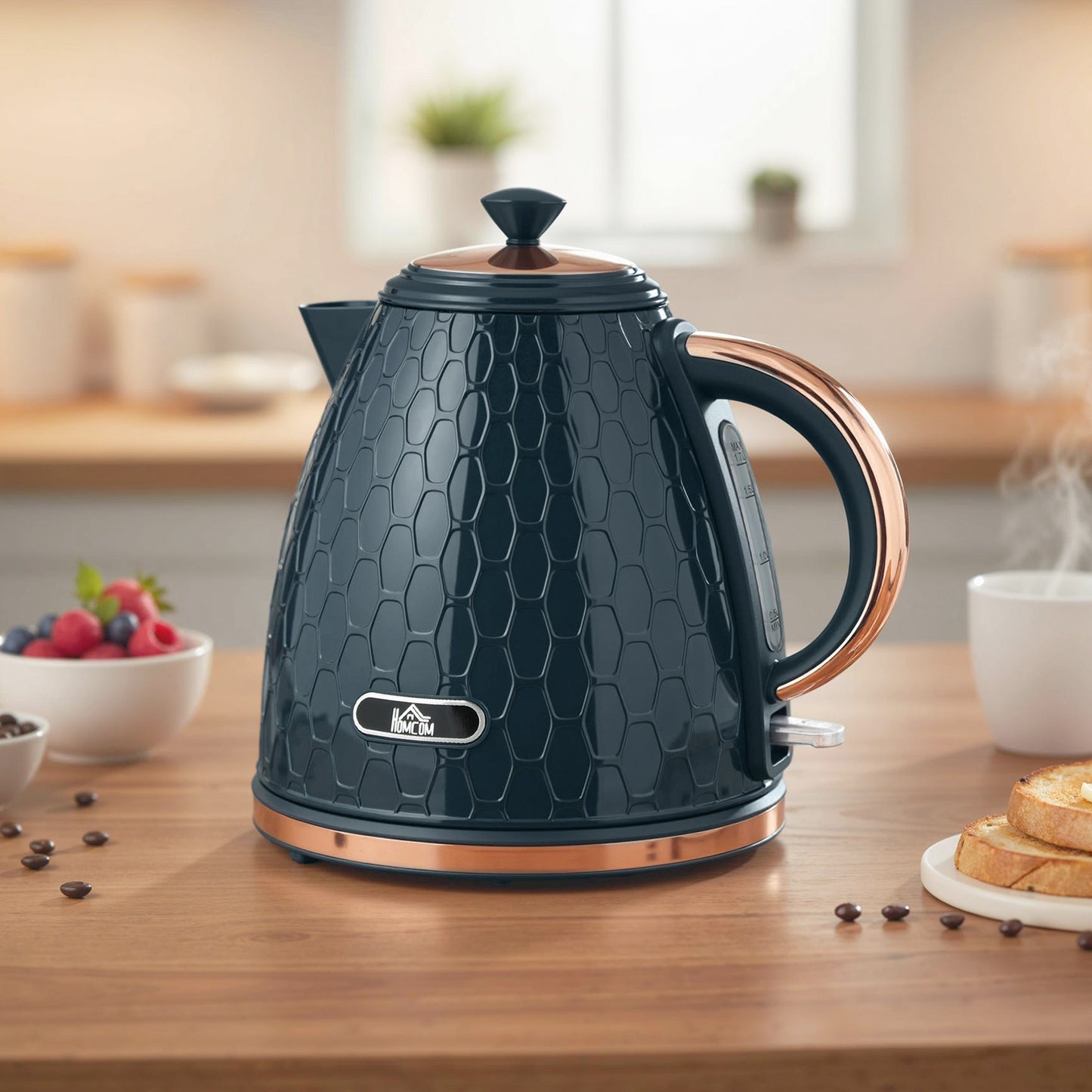 3000W Electric Kettle, Fast Boil, 1.7L, Auto Shut-off, Dark Blue
