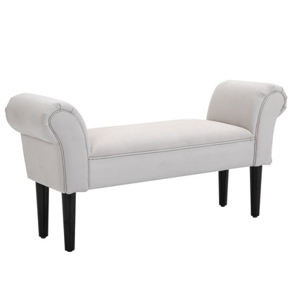 Bed End Chaise Lounge Window Seat Arm Bench Hallway Wood Legs Grey