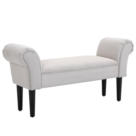 Bed End Chaise Lounge Window Seat Arm Bench Hallway Wood Legs Grey