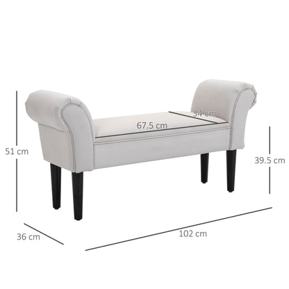 Bed End Chaise Lounge Window Seat Arm Bench Hallway Wood Legs Grey