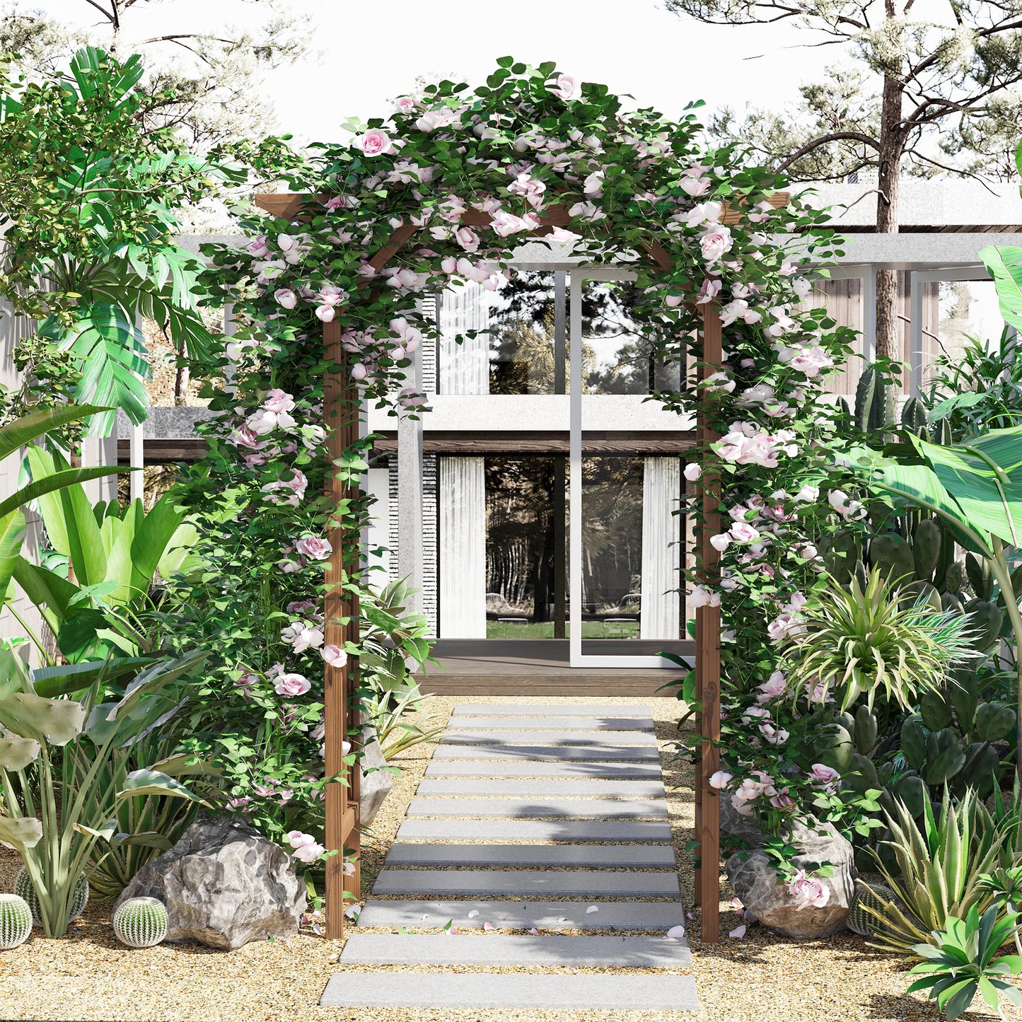 Wooden Garden Arbor, Arch Trellis for Climbing Vines