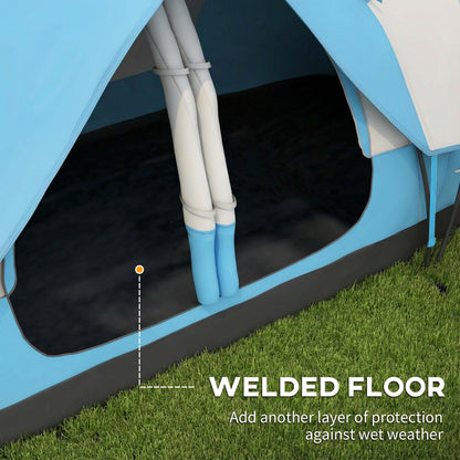 2 Room Camping Tent with Waterproof Rainfly & Screen Panels, Blue