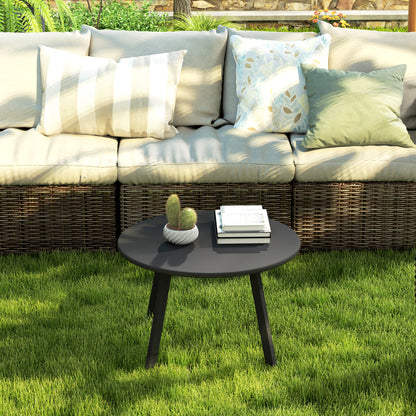70cm Round Coffee Table with Non-Slip Foot Pads, Black