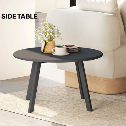 70cm Round Coffee Table with Non-Slip Foot Pads, Black
