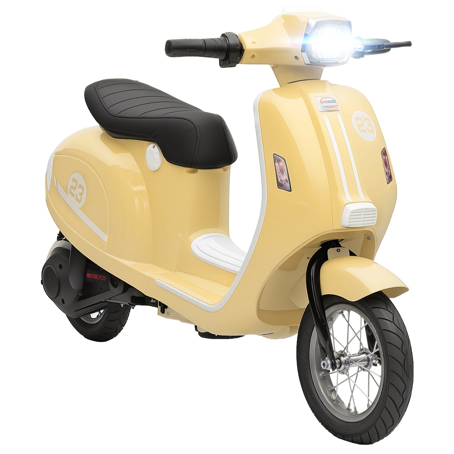 24V Battery Powered Ride on Motorcycle with Manual Throttle, Beige