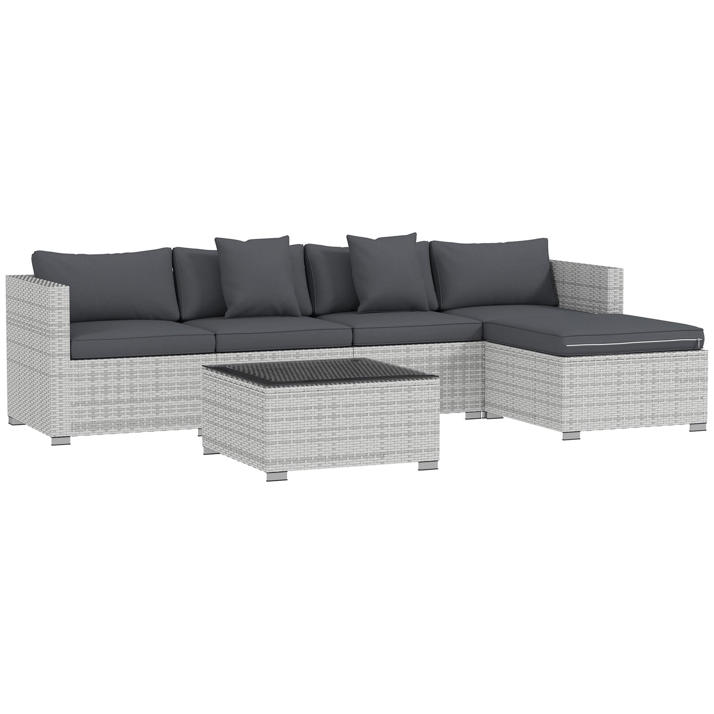 6 Pieces Rattan Furniture Set Garden Sofa Set Mixed Grey