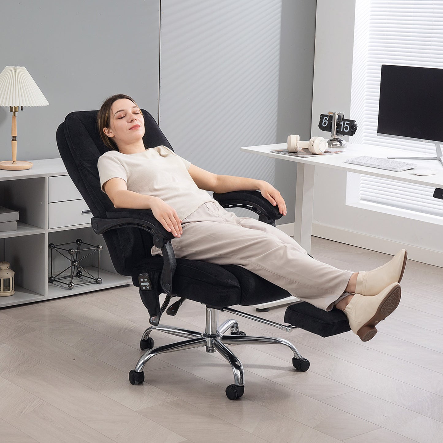 Massage Office Chair, Heated Reclining Desk Chair, Black