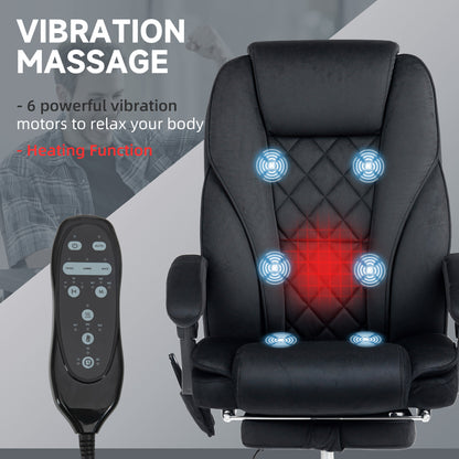 Massage Office Chair, Heated Reclining Desk Chair, Black