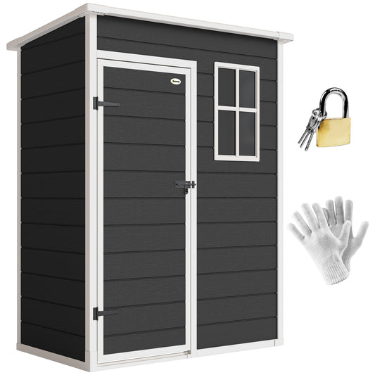 5' x 3' Garden Shed w/ Floor, Lockable Door, Window and Vent Black