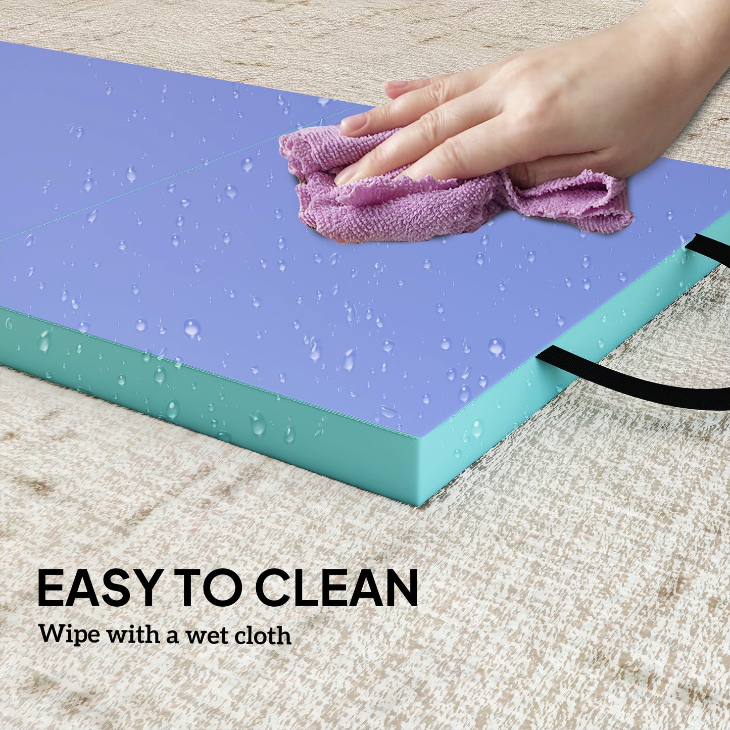 Foldable Gymnastics Mat, Folding Gym Mat for Yoga, Green & Purple
