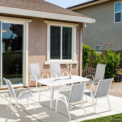 7 Piece Garden Dining Set w/ Dining Table and Chairs, Grey