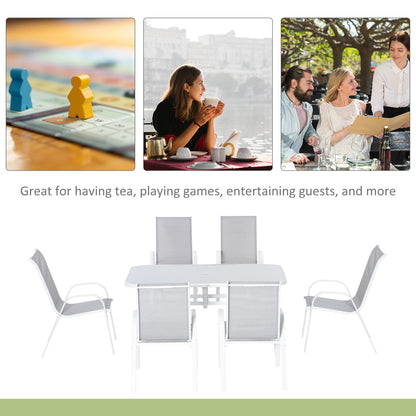 7 Piece Garden Dining Set w/ Dining Table and Chairs, Grey