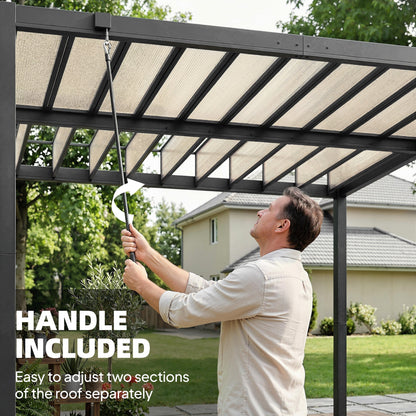 3 x 3 m Louvered Pergola with PC Roof, Aluminium Patio Gazebo