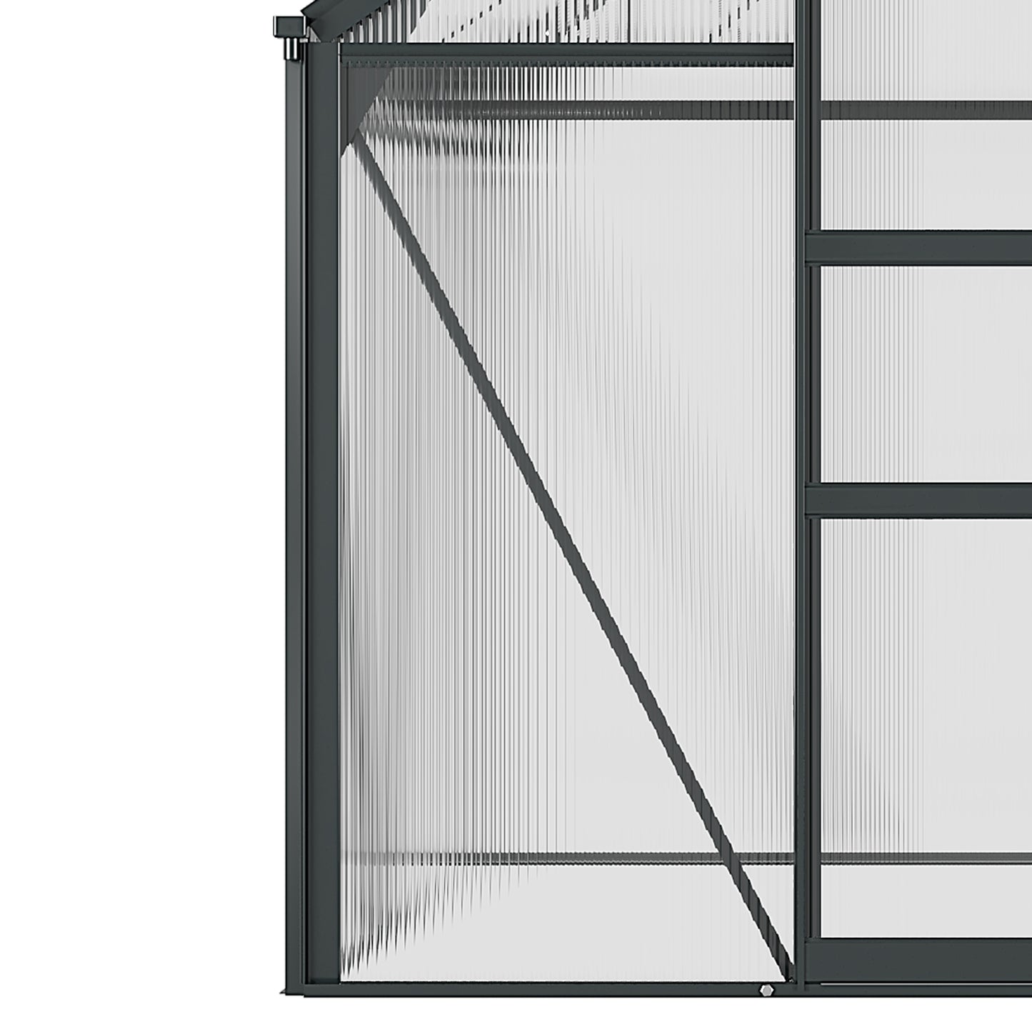 6 x 6ft Polycarbonate Greenhouse, Large Walk in Green House with Slide Door and Window, Grey