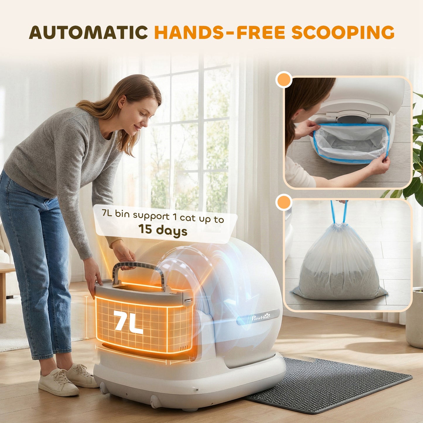 72L Self Cleaning Cat Litter Tray App Control for Multiple Cats