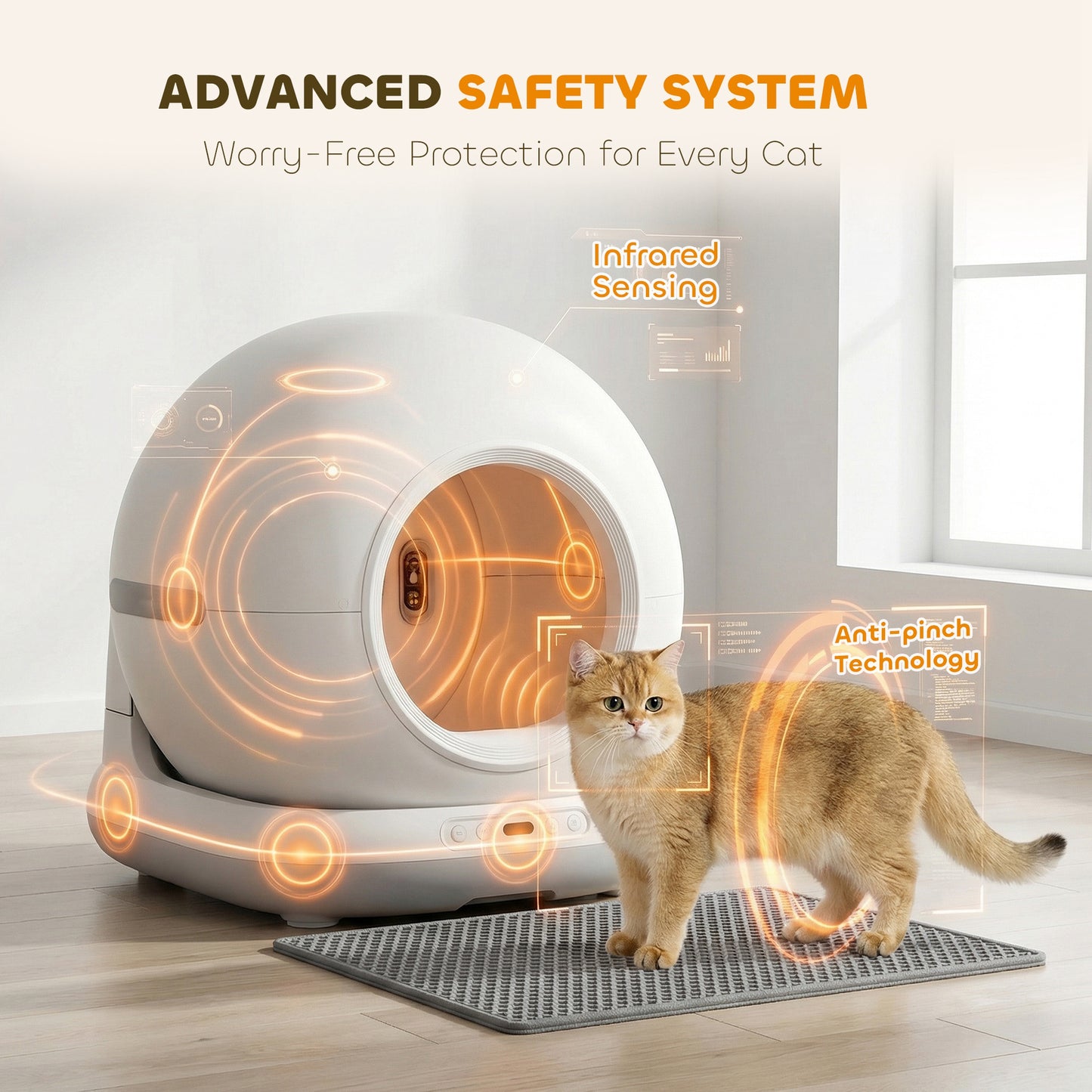 72L Self Cleaning Cat Litter Tray App Control for Multiple Cats