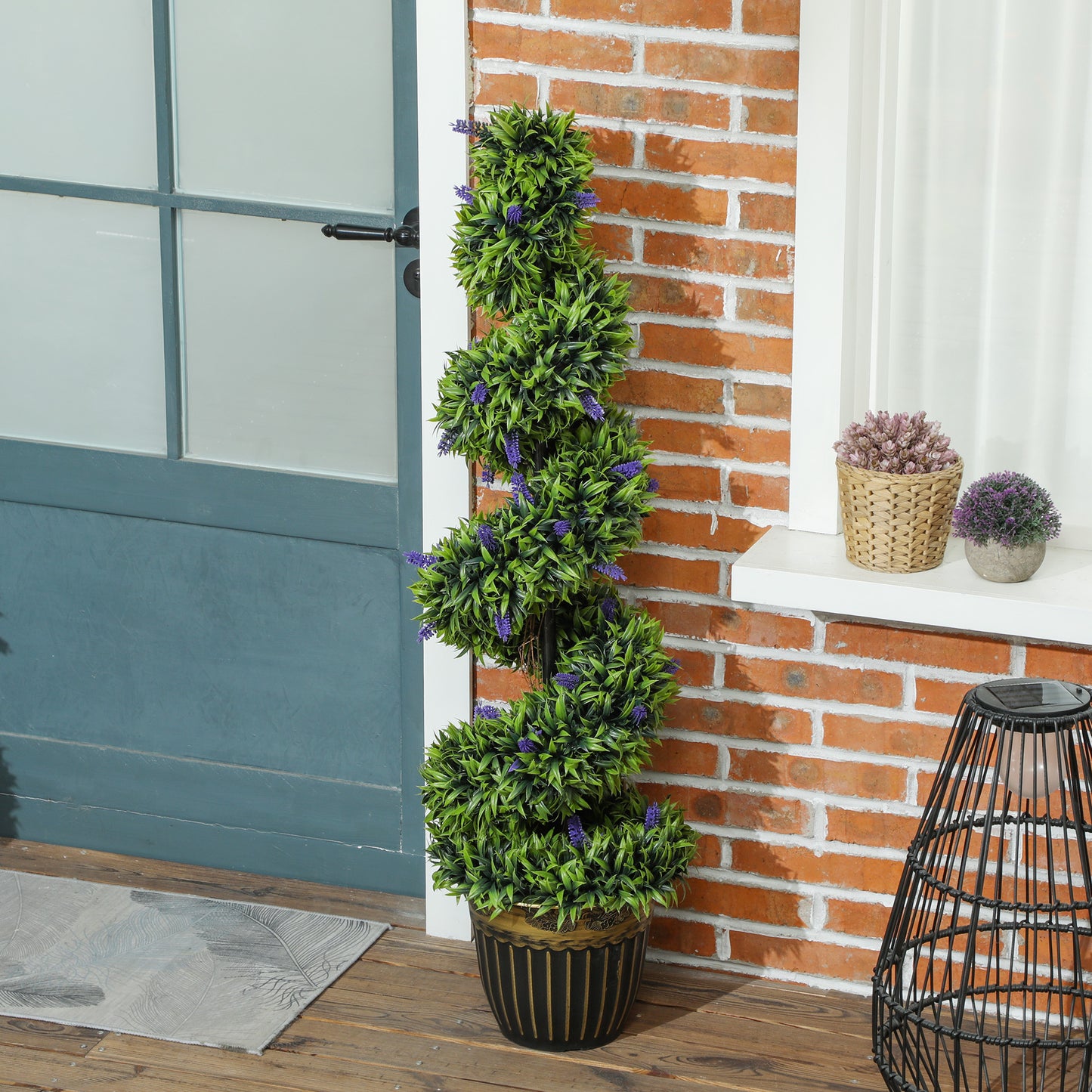 Set of 2 Decorative Artificial Plants with Lavender and Pot, 115cm