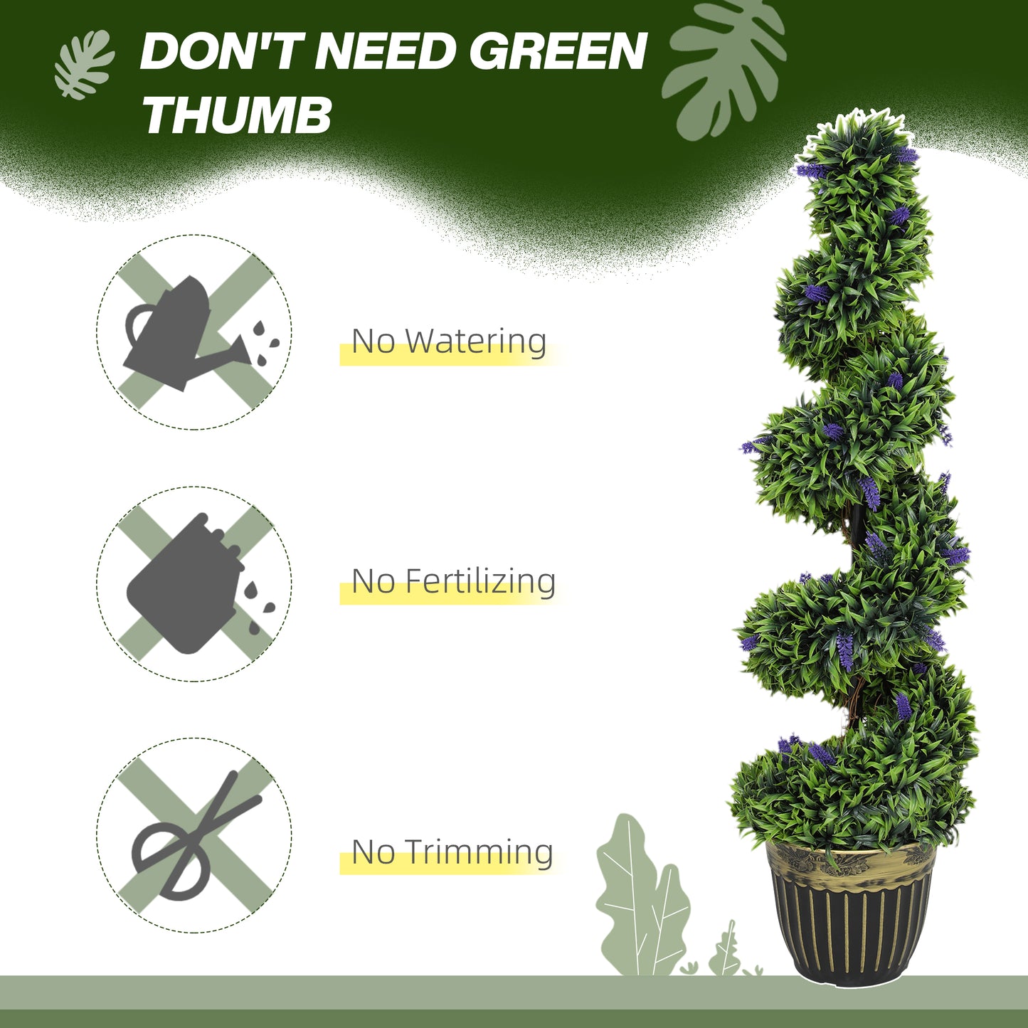 Set of 2 Decorative Artificial Plants with Lavender and Pot, 115cm