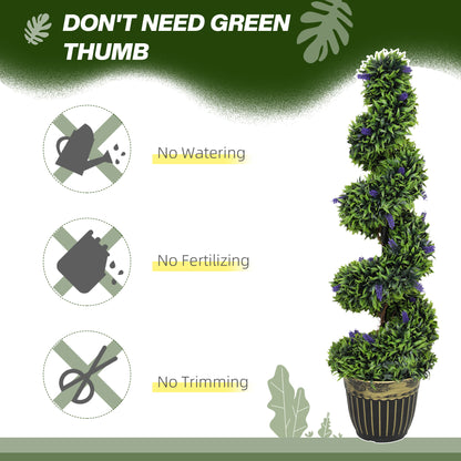 Set of 2 Decorative Artificial Plants with Lavender and Pot, 115cm