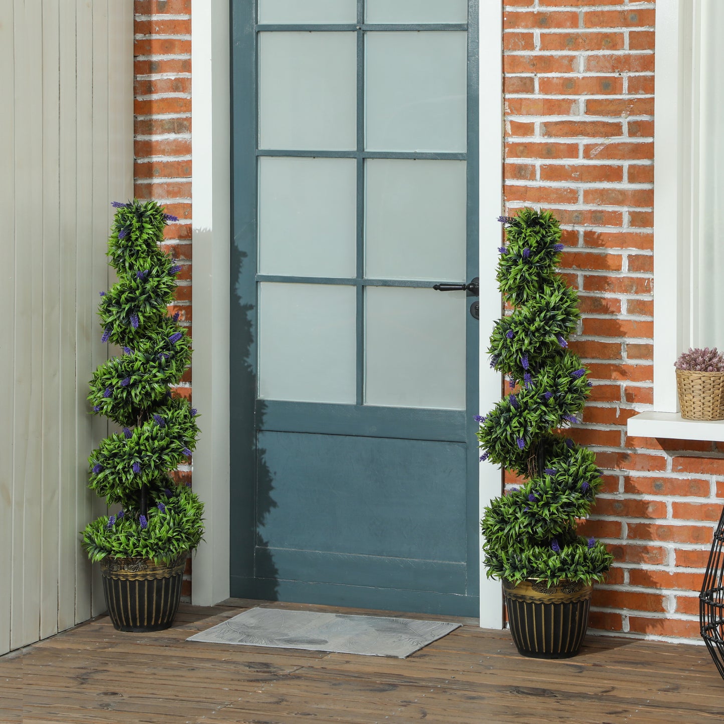 Set of 2 Decorative Artificial Plants with Lavender and Pot, 115cm